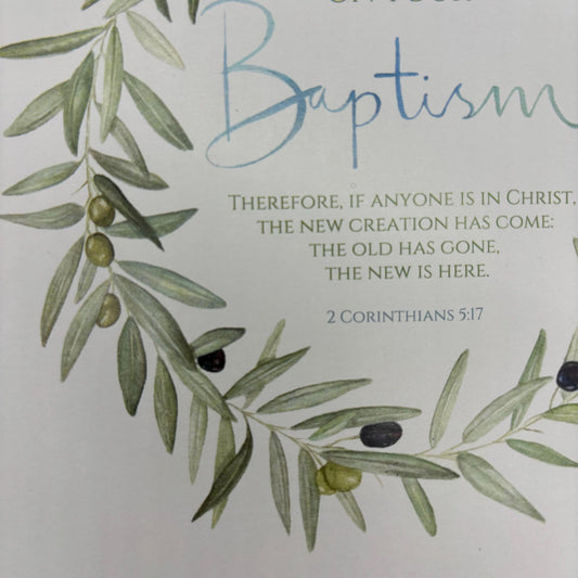 Baptism Olive Wreath Card